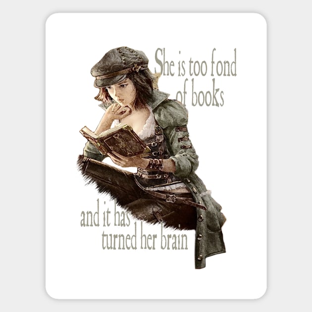 Too Fond Of Books - Louisa May Alcott Magnet by The Blue Box